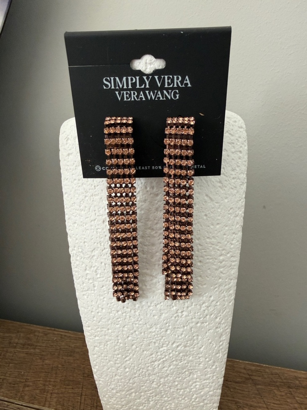 Simply Vera Vera Wang Rose Gold-Tone Crystal Linear Drop Earrings